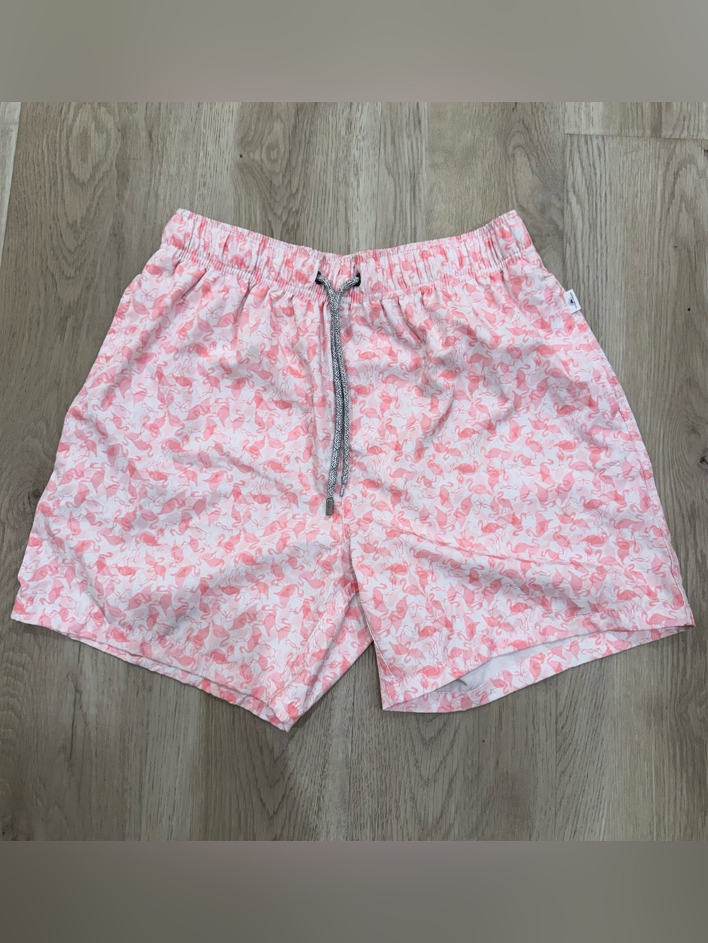 Kids Pink 🦩 Flamingo Print Swim Trunks with Drawstring Waist